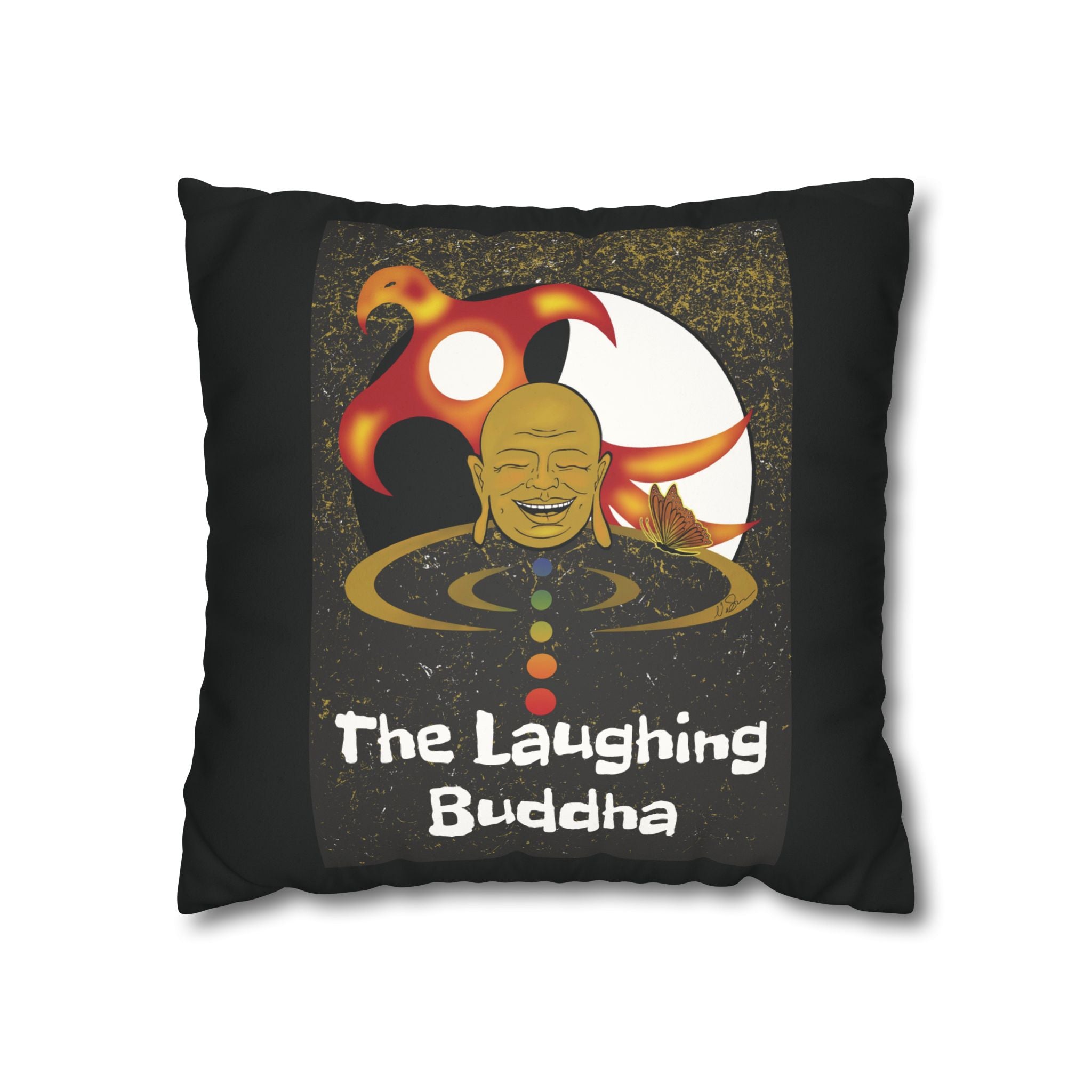 The Laughing Buddha - Faux Suede Pillowcase "14x14" or 16"x16"