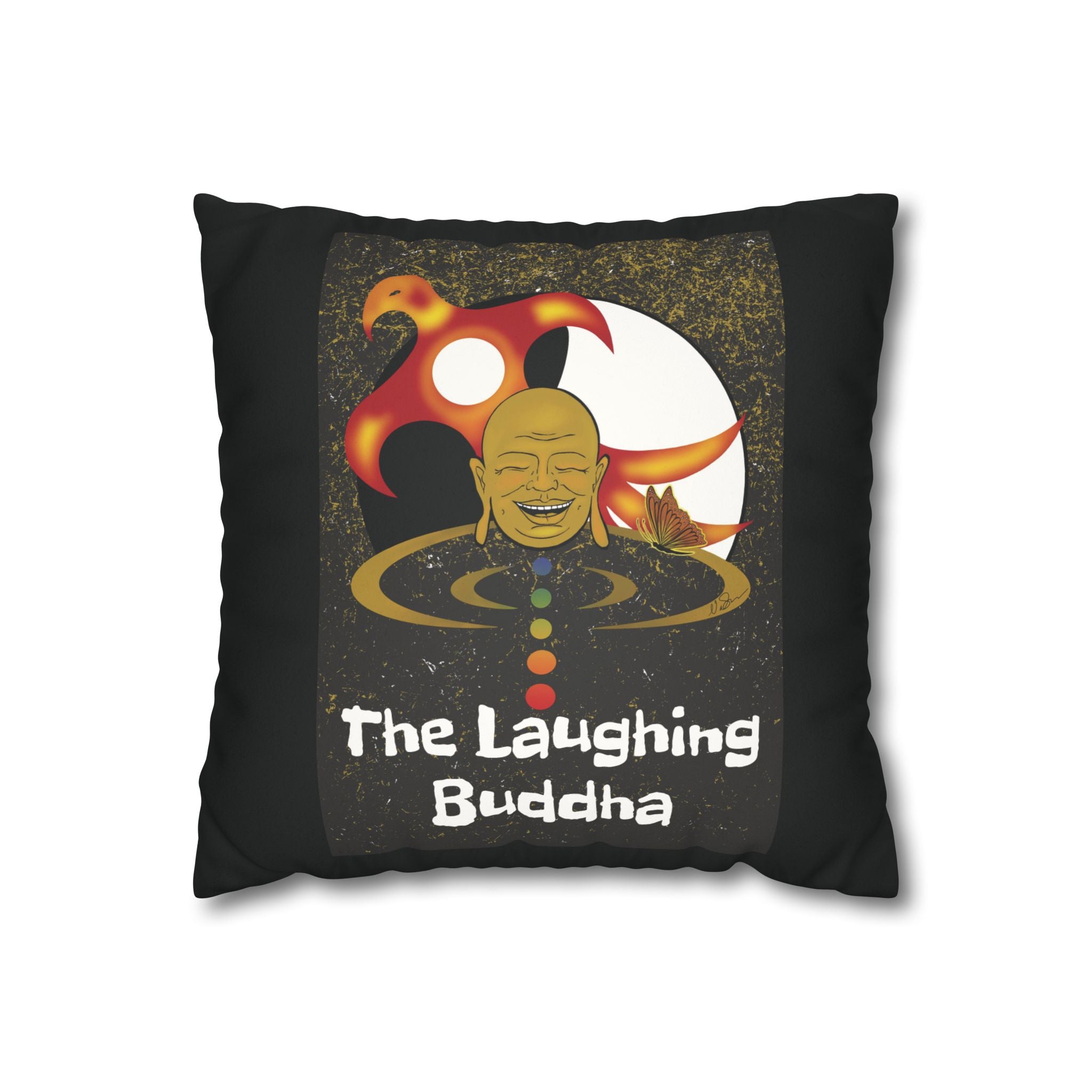 The Laughing Buddha - Faux Suede Pillowcase "14x14" or 16"x16"
